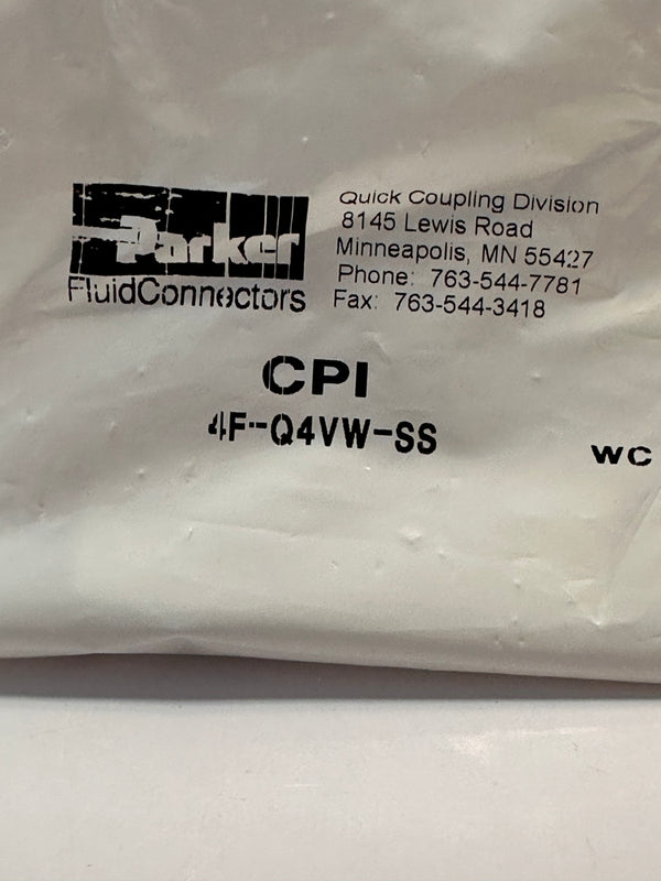 Parker CPI Series 4F-Q4VW-SS Push to Connect Valve Nipple, Female Thread