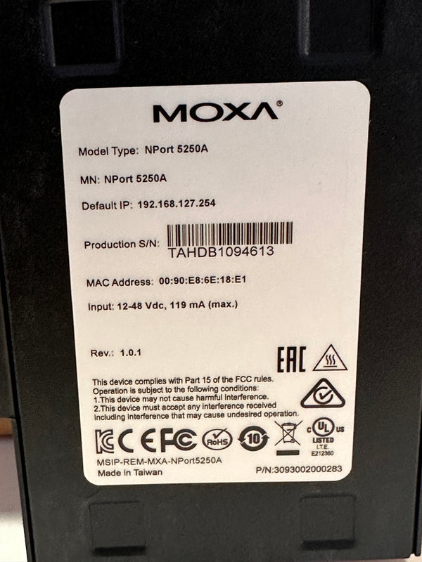 MOXA NPort 5250A Series 2 port Device Server, NPort 5250A/SAA V1.0.1