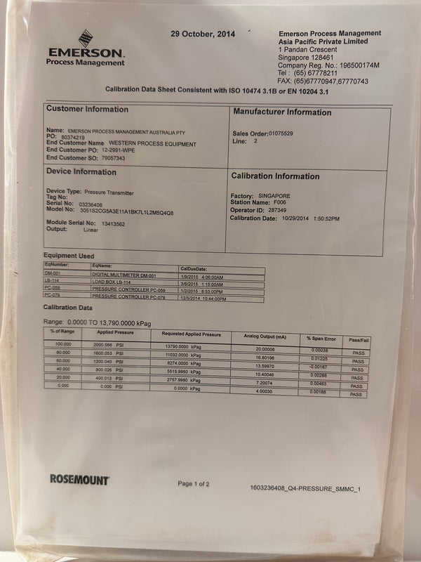 ROSEMOUNT 3051S Series Pressure Transmitter New In Box