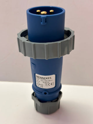 Mennekes 16A AM-TOP IP67 Blue Cable Mount 3Ph Industrial Plug, 230V