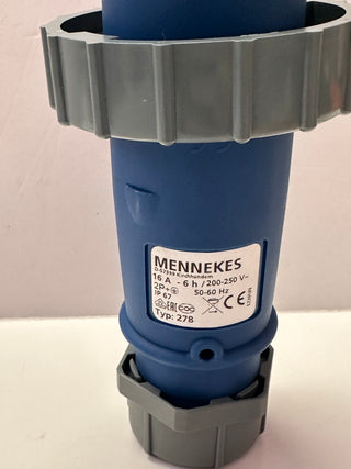 Mennekes 16A AM-TOP IP67 Blue Cable Mount 3Ph Industrial Plug, 230V