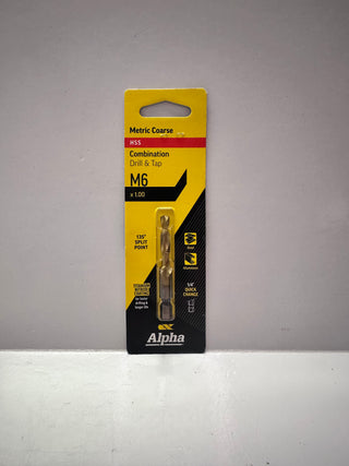 Alpha M6x1.00 Metric Course Combination HSS Drill & Tap, Titanium Nitride coated DTMC060