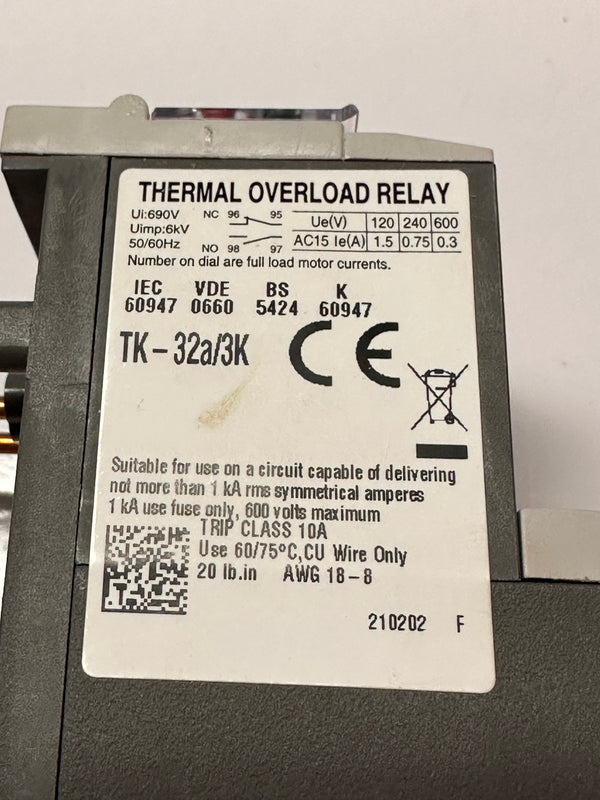 Terasaki Thermal O/L Relay TK-32a 1-1.6A