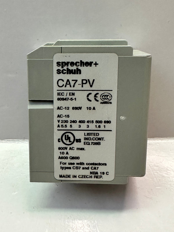 SPRECHER + SCHUH CA7-PV-S11 Aux Contact Block 10A 690V