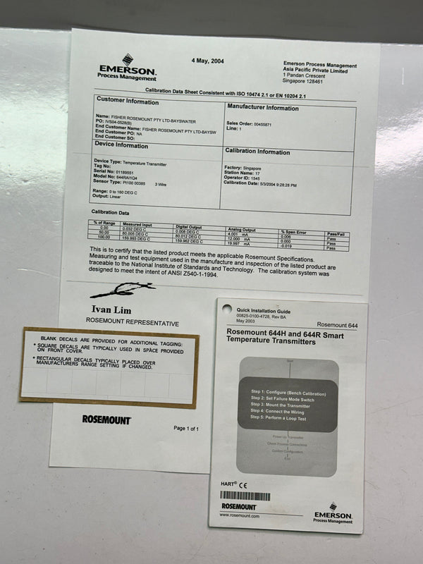 Rosemount 644R Temperature Transmitter 644RAI1Q4