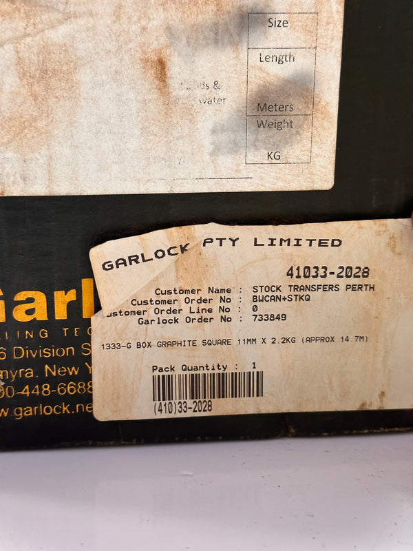 GARLOCK Compression Packing, Flexible Graphite 1333-G-SQ/41033-2028