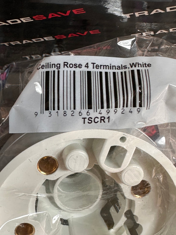 TRADESAVE Ceiling Rose, 4 Terminal, White, TSCR1, Box of 13