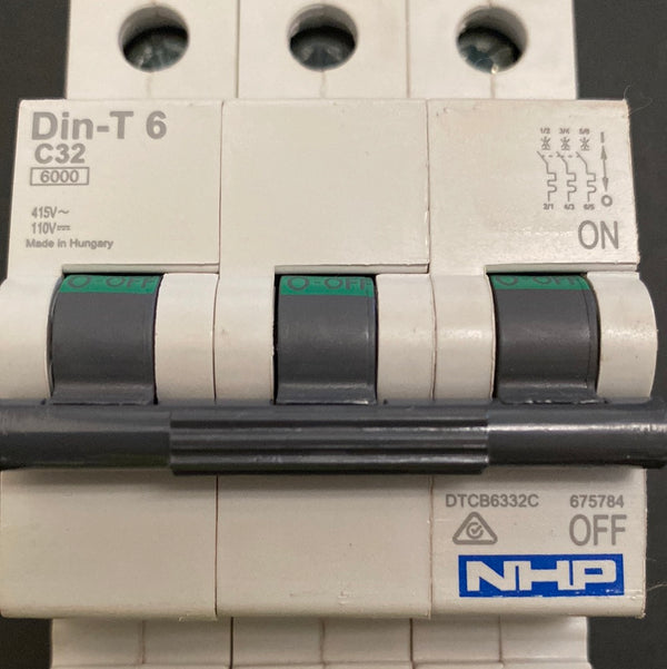 NHP Din-T6  C32 Miniature Circuit Breaker (MCB) 3 POLE