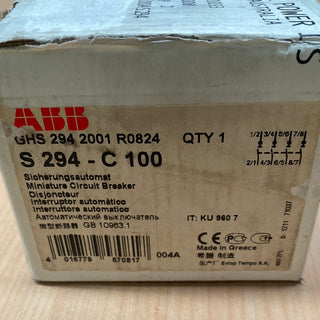 ABB S294-C100 Miniature Circuit Breaker 4P, 100A