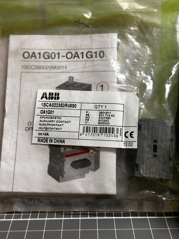 ABB OA1G01 AUX Contact 1SCA022353R4890 1 Contact, 1NC, Snap-On