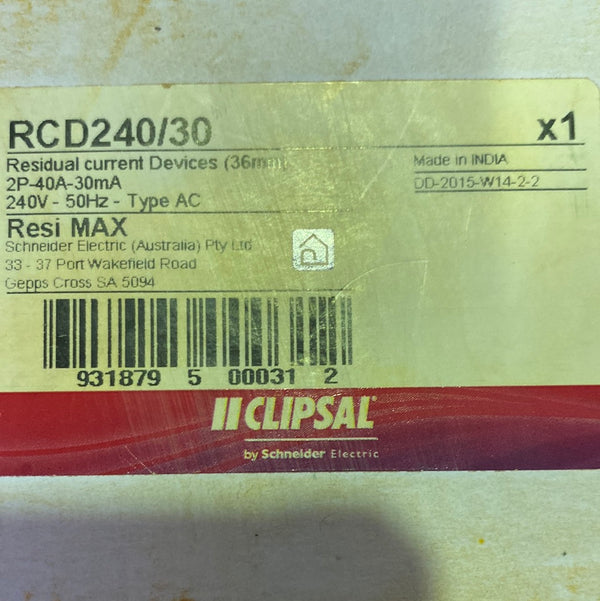 CLIPSAL RCD240/30 Residual Current Devices