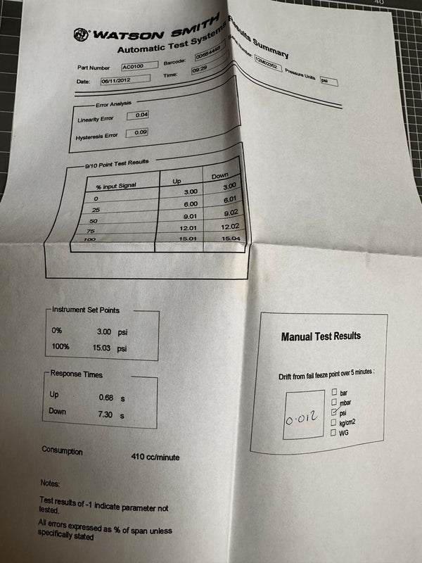 WATSON SMITH Type 422 Fail Freeze Electronic I/P Converter