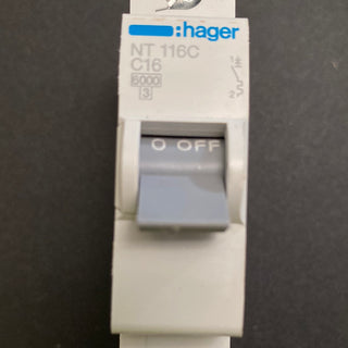 Hager NT116C / C16 Miniature Circuit Breaker MCB C Curve