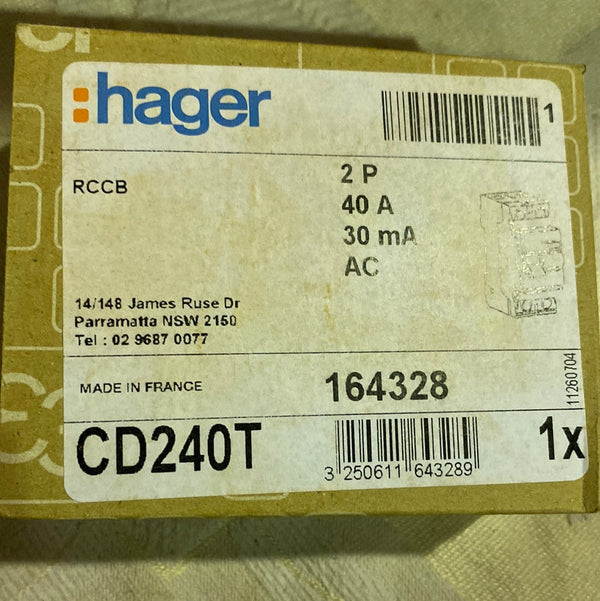 Hager CD240T RCD Circuit Breaker