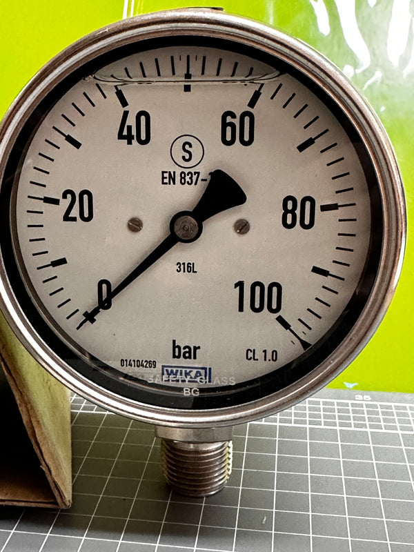 WIKA Bourdon Tube Pressure Gauge 233.30.100 0-100Bar 1/2 NPT