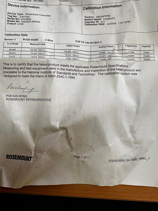 ROSEMOUNT 644H Temperature Transmitter 0-140°C