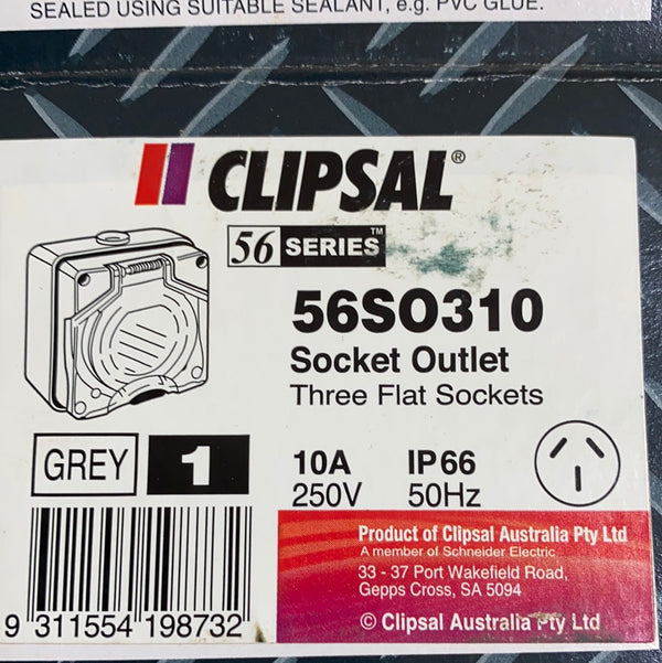 CLIPSAL 56SO310 SOCKET OUTLET 56 Series, 3 Pin